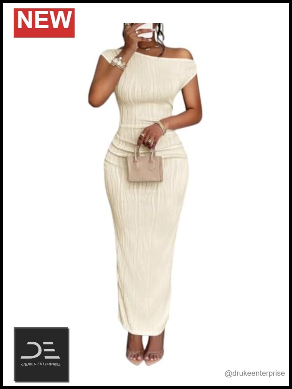 One Shoulder Bodycon Maxi Dress Sleeveless Slim Fit Club Formal